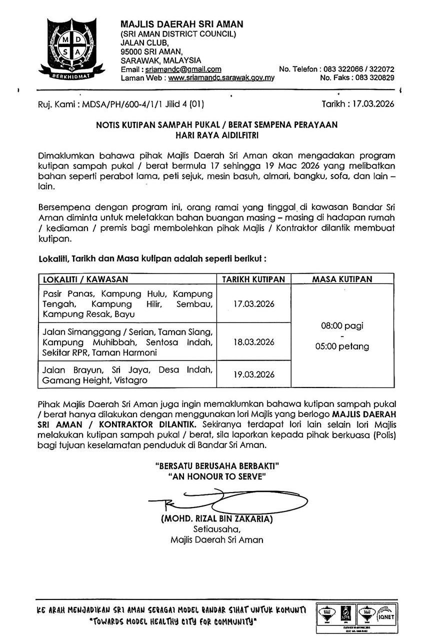 Notis Kutipan Sampah Pukal / Berat