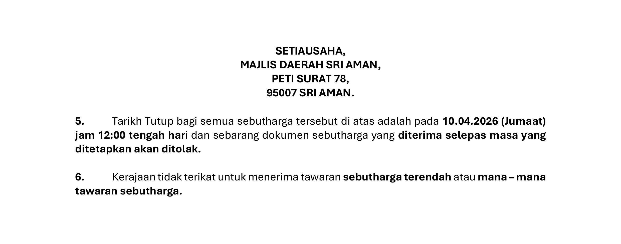 Kenyataan Sebutharga BP.1