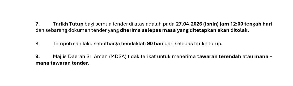 Kenyataan Tender Towers_Pindaan No.1